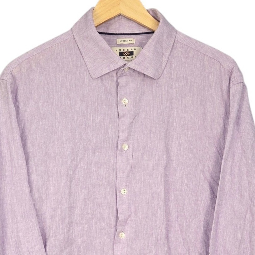 Joseph‎ Abboud Button Up Shirt Men Large Purple Lavender LINEN COTTON Modern Fit